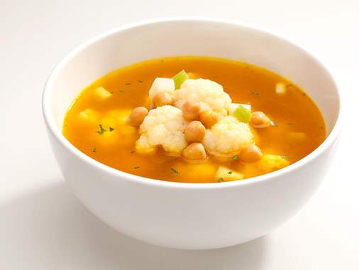 Cauliflower and Chickpea Soup with Turmeric