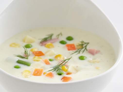 Five-Vegetable Chowder with Cooked Ham