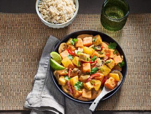 Cari ananas, patate douce & tofu