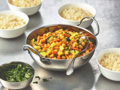 Curry root vegetables with coconut milk