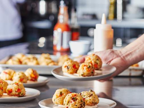 Pilaf rice bites with Cajun style aioli