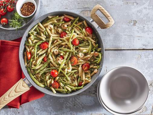 Green Beans & Shrimp Pasta Casserole