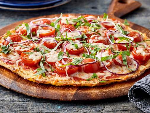 Tomato and Basil Pizza with Cauliflower Crust