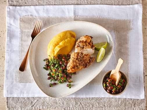 Poulet chimichurri et purée de courge musquée