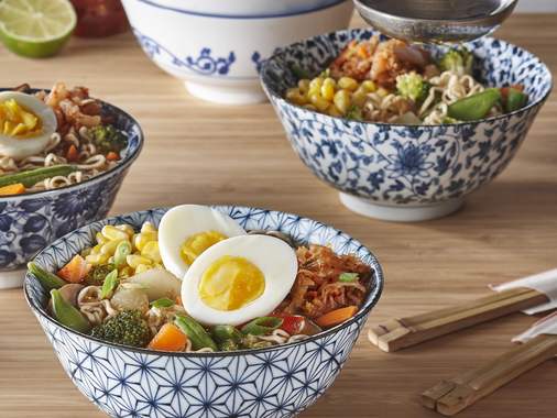 Vegetable ramen with spicy miso and lime broth