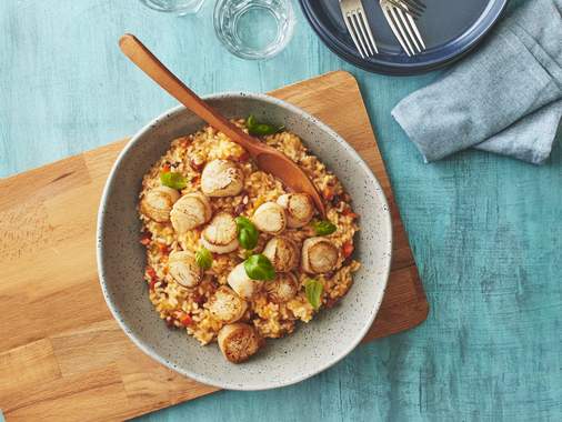 Risotto with sun-dried tomatoes and chorizo