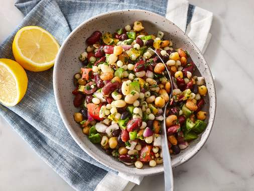 Bean salad and israeli couscous